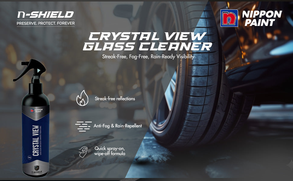 Nippon Paint n-Shield Car Glass Cleaner Spray 250ml | Repels Dust/Rain, Removes Stubborn Residue, Hydrophobic | No. 1 Paint In Asia Pacific