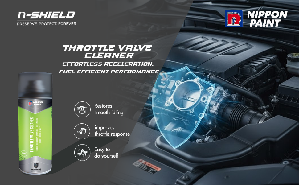 Nippon Paint n-Shield Throttle Valve Cleaner Spray 150ml | Removes Carbon Deposits, Improves Engine Performance & Smooth Idling