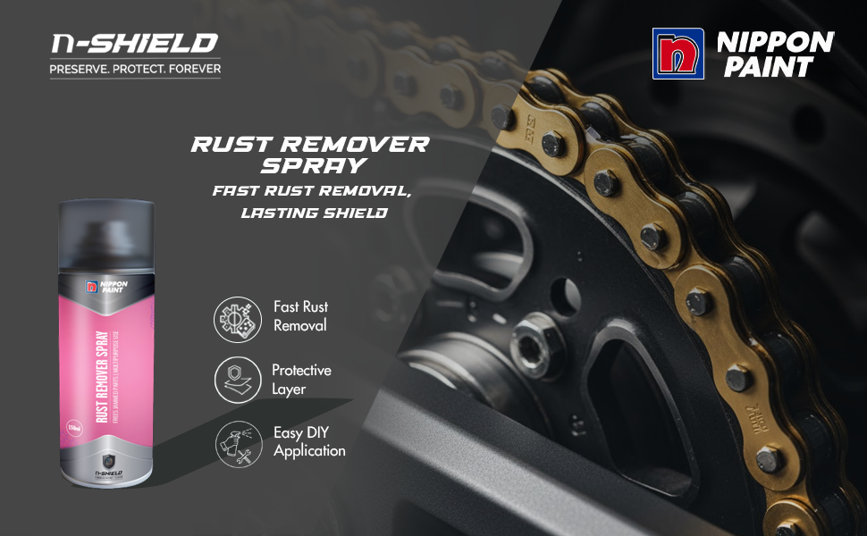 Nippon Paint n-Shield Rust Remover Spray 150ml | Removes Rust, Cleans Metal Surfaces, Restores Shine & Protection