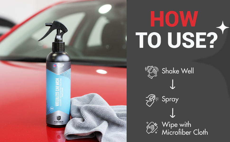 Nippon Paint Waterless Car Wash Spray 250ml | Quick Clean | High Gloss Shine | Eco Friendly Car Cleaner Spray | n-Shield Waterless Wash for Bike & Car | No.1 Paint in Asia Pacific.