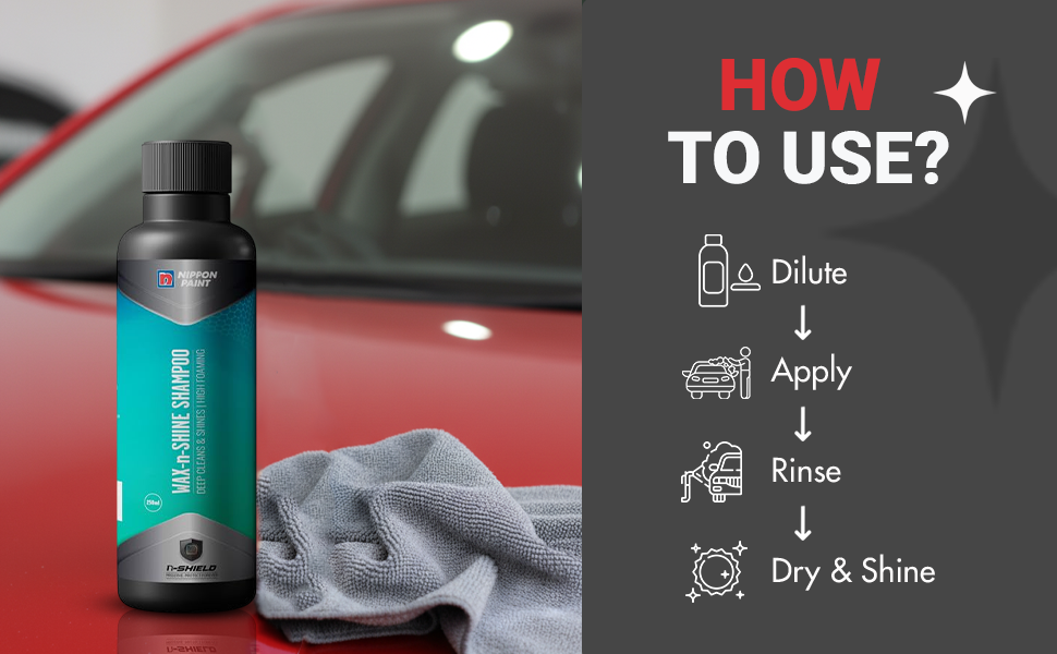 Nippon Paint n-Shield Car Wax Shampoo 250ml | Deep Cleaning, Glossy Finish, Wax Protection | No. 1 Paint In Asia Pacific