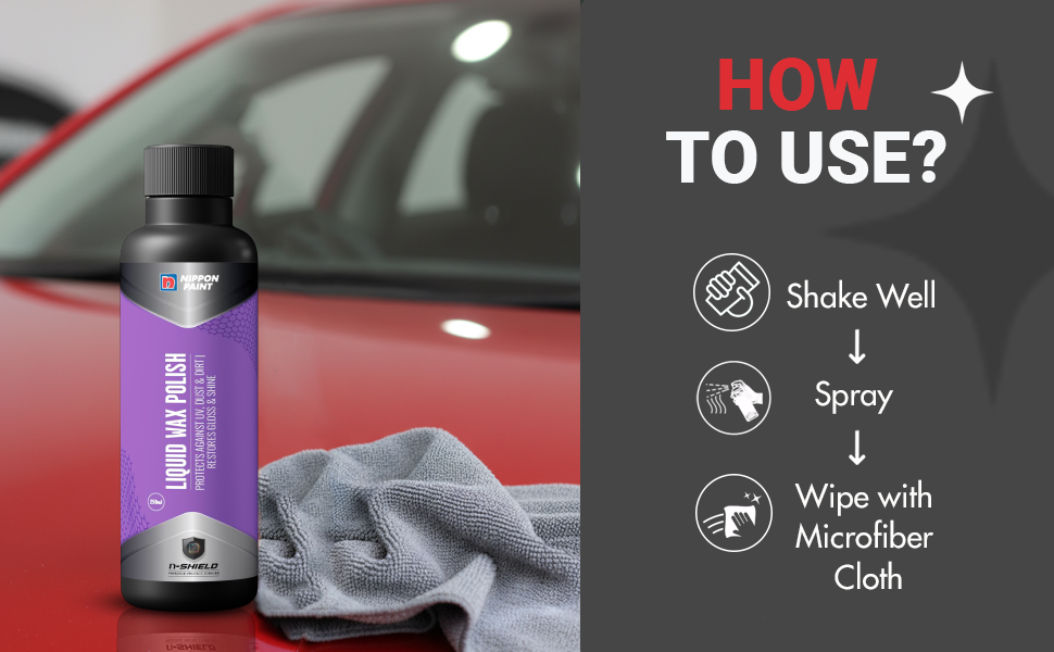Nippon Paint n-Shield Liquid Wax Polish 250ml | Restores Car Paint Gloss, Protects from UV, Dust & Water, Long Lasting Shine